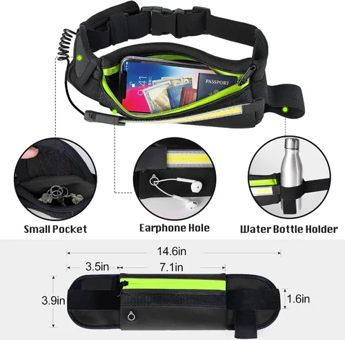 Miniatura 5 de Hopedone Luz de correr, gran angular de 230°, 1000 lúmenes, luz nocturna para correr, cinturón recargable, luces de seguridad con bolsillo grande