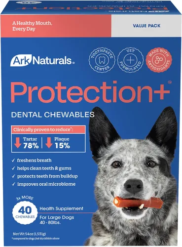 Miniatura 12 de Ark Naturals Protection+ Pasta dental sin cepillo, masticables dentales para perros para razas medianas, evita la placa y el sarro, refresca