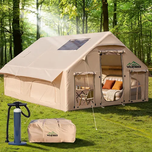 Miniatura 10 de Inflatable Tent with Skylight, Quick Setup Blow Up Tents with Pump, Hot Tent with Stove Jack, Waterproof Oxford Inflatable House for Camping, Air