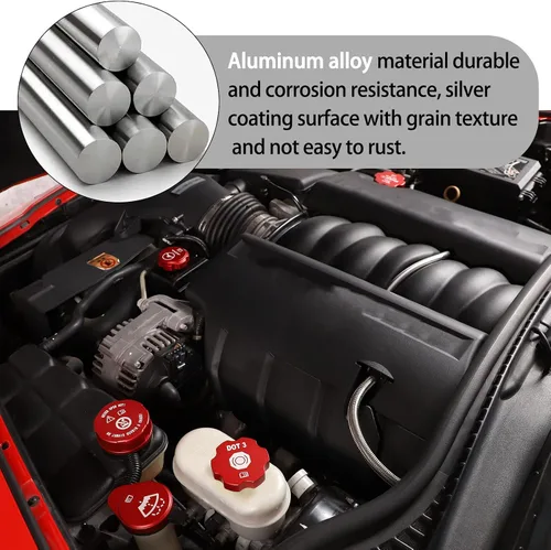 Miniatura 5 de Lcojicep Tapa de aceite del motor, tapa del radiador, tapa de limpiaparabrisas, tapa de líquido de frenos, cubierta de tapa de líquido, compatible