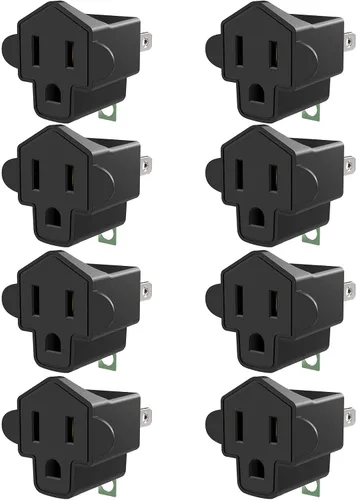 Miniatura 13 de JACKYLED - Clavija convertidora de 3 a 2 navajas, adaptador de toma a tierra. Convertidor de pared de material ignífugo resiste hasta 392 °F