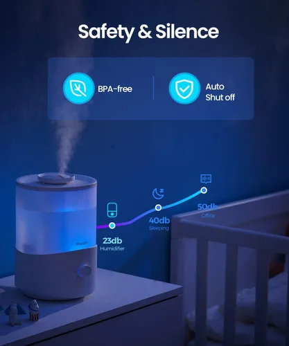 Miniatura 6 de Humidificadores Pharata para Recámara Habitación Grande, Humidificador de Niebla Fría de 2.5L con Difusor de Aceite Esencial, Humidificador