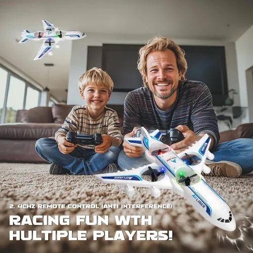 Miniatura 6 de Avión de control remoto de dron a control remoto -2.4GHz Foam V17 Jet Fighter Stunt, 360° resistente a caídas Stunt Spin Remote y Light RC Avión