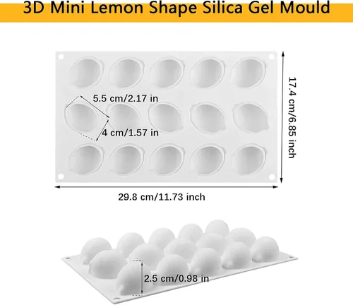 Miniatura 3 de OCPO KITCHEN Molde de silicona para hornear en forma de limón, molde de mousse para pastel, caramelo, chocolate, postre, pastelería, helado, pudín