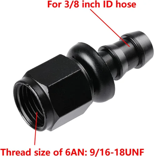 Miniatura 3 de Ucreative 6AN Acoples para Manguera de Bloqueo de Empuje Recto Extremo Negro 4 Piezas