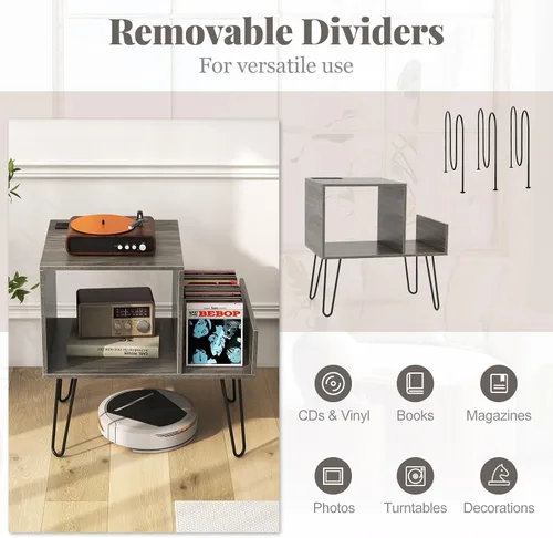 Miniatura 6 de Giantex Soporte para tocadiscos, gris