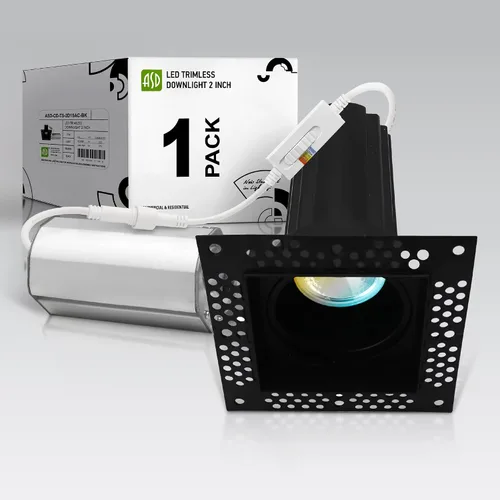 Miniatura 10 de ASD Trimless Gimbal - Iluminación LED empotrable de 2 pulgadas, 8 W 120 V, luz de techo direccional regulable ajustable con caja de conexión, 5 CCT