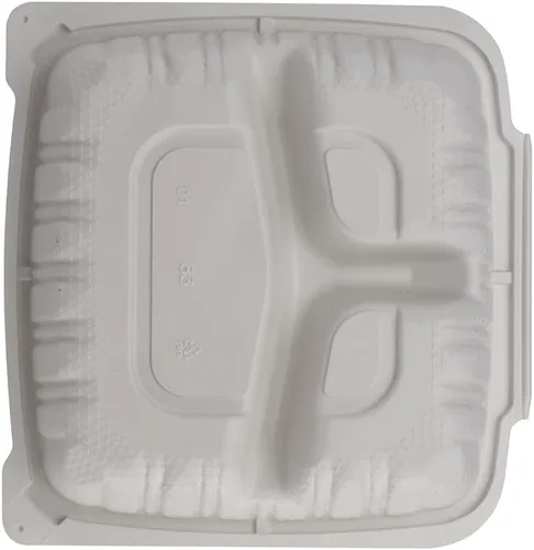 Miniatura 6 de TIYA - Recipientes de comida Clamshell color blanco, paquete de 150 unidades, 8 x 8 pulgadas, recipientes para llevar, plástico para microondas