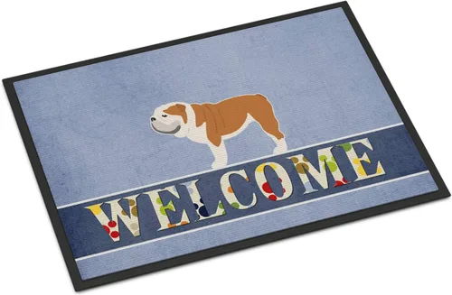 Caroline's Treasures BB5566MAT - Tapete de bienvenida con diseño de bulldog inglés, de 18 x 27 pulgadas, para interiores y exteriores, para entrada,