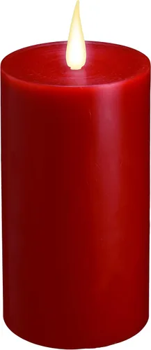 Miniatura 7 de Xodus Innovations WC1684R - Vela de pilar de cera LED sin llama de 4 pulgadas con temporizador automático y llama parpadeante 3D blanca cálida, Rojo