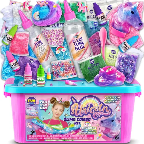 Kit de Slime de Unicornio Esponjoso para Niñas, FunKidz Regalo de Slime de Nube para Mayores de 6 Años, Divertido Kit de Fabricación de Slime,