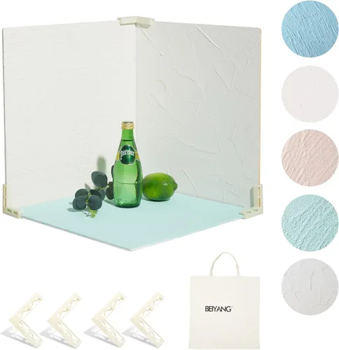 Miniatura 10 de BEIYANG Telones de fondo de fotografía de alimentos de 24 x 24 pulgadas, tableros de fondo de fotos de mármol blanco con 3 kits de soporte, tablero