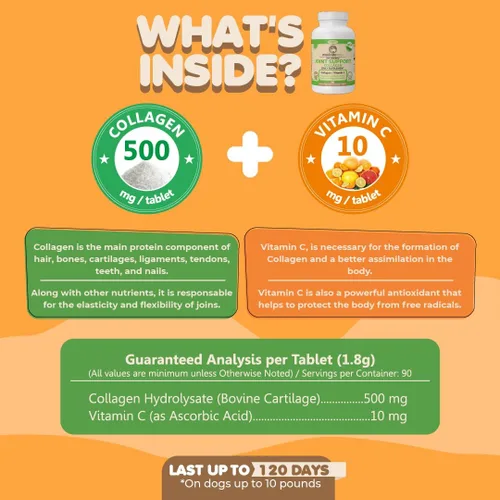 Miniatura 4 de Colágeno para perros y gatos - Suplementos de colágeno para la salud de las articulaciones - Suplemento de vitamina C para la movilidad