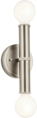 Miniatura 5 de Kichler Lámpara de pared con 2 luces, luz moderna en bronce champán, clasificación húmeda, montaje horizontal o vertical, para entrada, chimenea
