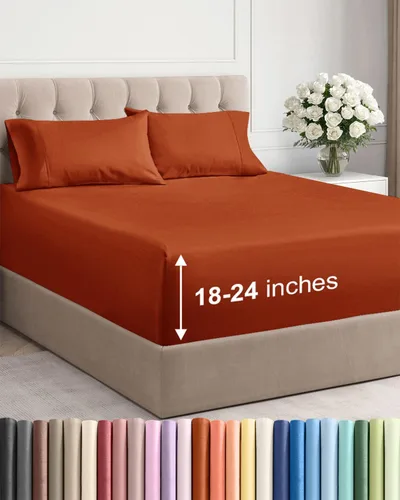 Miniatura 53 de Sábanas King divididas con bolsillos extra profundos, sábanas transpirables y refrescantes de 5 piezas, sábanas de lujo para hotel, suaves, sin 22