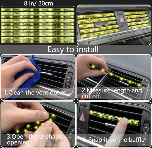 Miniatura 7 de NBTEPEM 27 piezas de juego de accesorios brillantes para auto en color aguamarina para mujeres, fundas para volante de ajuste universal de 15