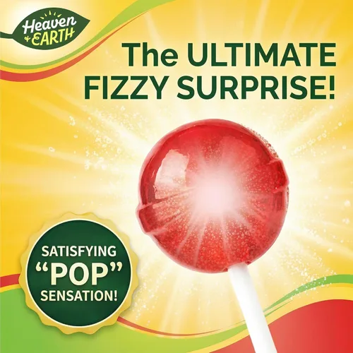 Miniatura 4 de Heaven & Earth Paletas de efervescencia de bayas, manzanas y fresas (aproximadamente 38 unidades) Dulces totalmente naturales Kosher Sin