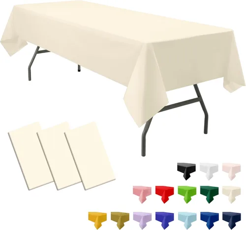 Miniatura 18 de Paquete de 3 manteles de plástico premium negros desechables de 54 x 108 pulgadas. Mantel rectangular desechable para mesas de fiesta