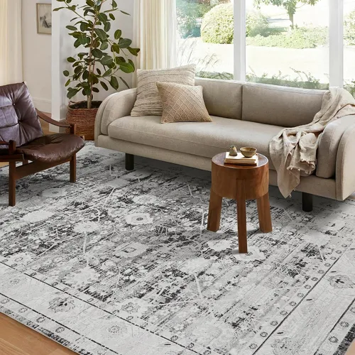 Miniatura 62 de Syalife 6x9 Alfombra Lavable para Área, Ultra Suave Antideslizante, Pila Baja, Alfombra Vintage Resistente a Manchas para Sala de Estar, Alfombra