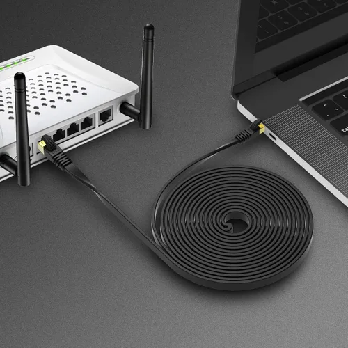 Miniatura 8 de KASIMO Cable Ethernet plano Cat 8 de 50 pies, cable de red LAN de Internet plano de alta velocidad Cat8 de 40 Gbps 2000 MHz SSTP con conector RJ45