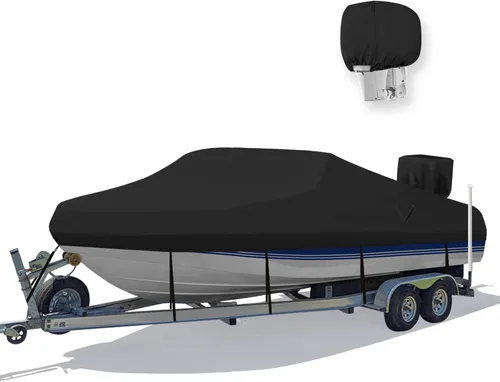 Miniatura 7 de Cubierta para Barco Impermeable de PU 1200D Resistente, 16'- 18.5' Lona de Poliéster de Grado Marino Remolcable, Se Adapta a Casco en V de 16-18.5
