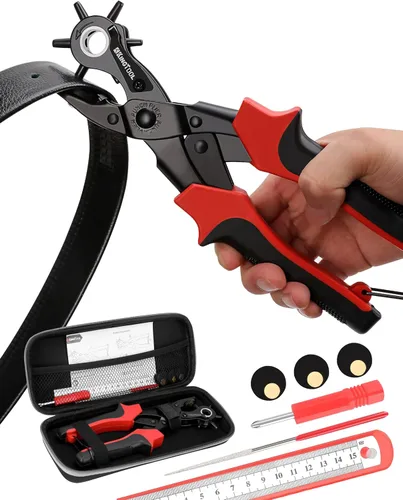 KingTool Juego de perforadores de cuero, perforadora rotativa súper resistente, herramienta para hacer varios tamaños de agujeros