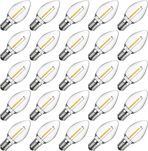 Miniatura 8 de Meconard Bombilla LED C7 de repuesto para Navidad, bombillas LED inastillables C7 para luces de Navidad para interiores y exteriores, base de Rojo