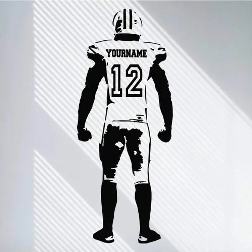 Calcomanía de pared personalizada de fútbol – Elige tu nombre – Números personalizados camisetas de jugador – Adhesivo decorativo para dormitorio de