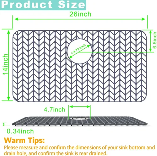 Miniatura 2 de AWOKE Protectores de fregadero para fregadero de cocina, alfombrilla protectora de fregadero de cocina - 28.4"x15.2" Alfombrilla plegable