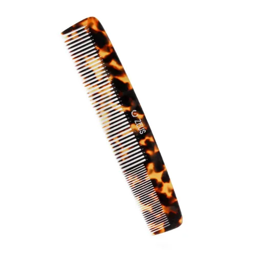 ZEUS Peine grande de barba y bigote de 7.5 pulgadas, peine de corte sierra hecho a mano para el aseo de los hombres, antiestático, acabado ultra