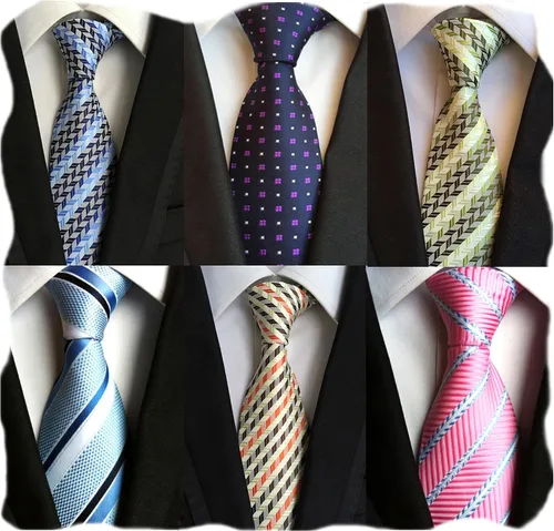 Miniatura 87 de WeiShang Lote de 6 corbatas clásicas de seda para hombre, corbatas tejidas jacquard