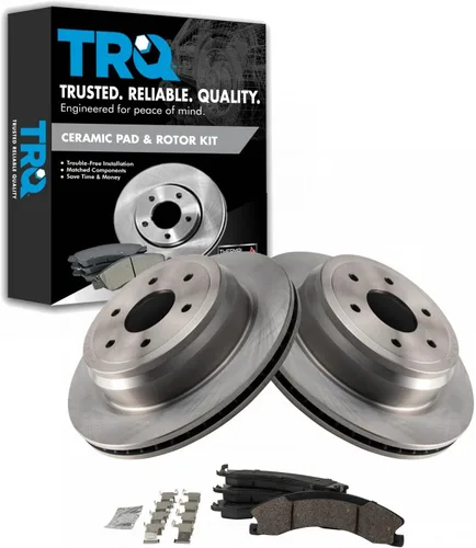 Miniatura 25 de TRQ Kit de rotor de freno trasero y pastillas de cerámica Posi premium compatible con camioneta Chevy GMC