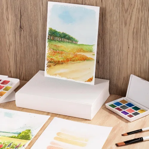 Miniatura 6 de 240 hojas de papel de acuarela a granel, papel de prensa en frío de 110 lb/230 GSM, papel de color de agua blanca para dibujar tarjetas de regalo