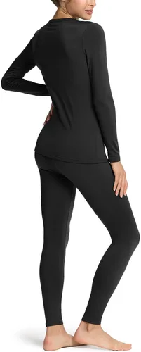 Miniatura 2 de TSLA Conjunto de ropa interior térmica para mujer, vellón suave, pantalones largos, primera capa cálida para invierno, parte superior e inferior