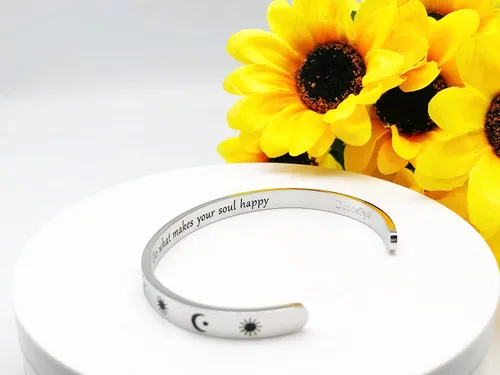 Miniatura 226 de Pulseras inspiradoras para mujer, joyería de acero inoxidable, con refranes, pulsera motivacional con mensaje oculto, pulseras grabadas para mejor