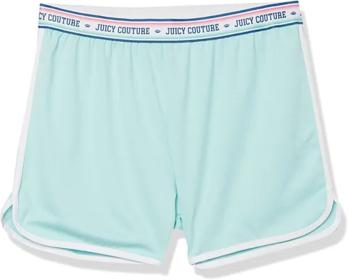 Juicy Couture Pantalones cortos para niñas, estilo pull-on con cintura elástica, diseños de logotipos coloridos