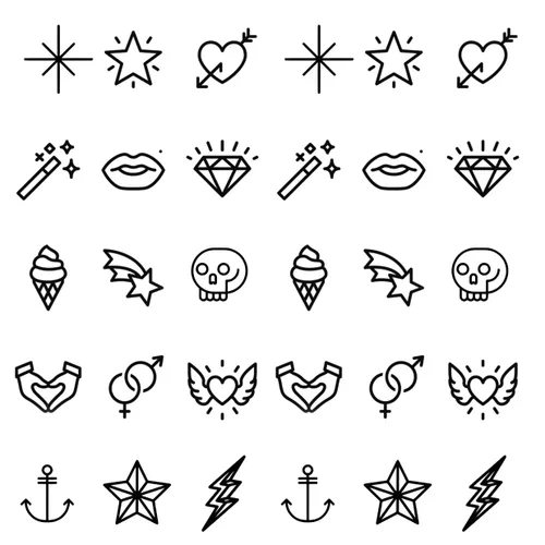 Miniatura 7 de Más de 50 hojas de tatuajes temporales pequeños geométricos pequeños para niños y adultos, pequeño símbolo de póquer, corazón estrella, tatuajes
