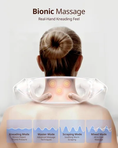 Miniatura 4 de Shiatsu Masajeadores de cuello y espalda con calor, uso de 150 minutos, 4 modos y cabezal de masaje ajustable, regalo del día del padre para papá