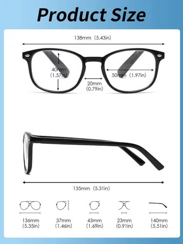 Miniatura 8 de JM Juego de 4 lentes de lectura con bisagra de resorte de calidad, para hombres y mujeres, Paquete de 4 (negro, azul marino, tortuga, tortuga gris)