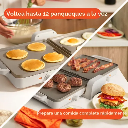 Miniatura 5 de Bella Plancha de cerámica plegable de doble temperatura de 10 x 20 pulgadas, se adapta a cualquier lugar, revestimiento antiadherente de cerámica