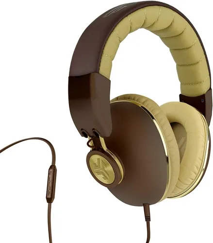 JLab Audio Bombora - Auriculares con micrófono universal, marrón mate/dorado