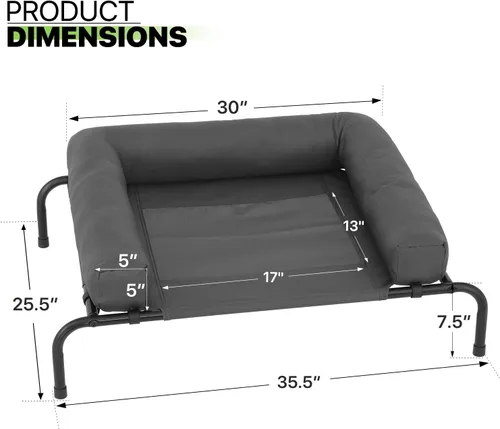 Miniatura 2 de Magshion Cooling Elevated Dog Bed, Portable Raised Outdoor Indoor Dog Cots Chew Proof Pet Hammock with Breathable Mesh & Removable Bolster for Large