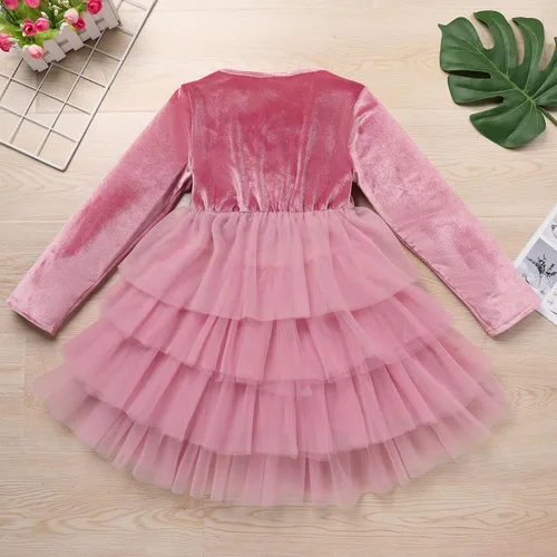 Miniatura 28 de IDOPIP Vestido tutú de terciopelo para niñas pequeñas, vestido de manga larga para princesa, Navidad, cumpleaños, fiesta, boda, vestidos de otoño e