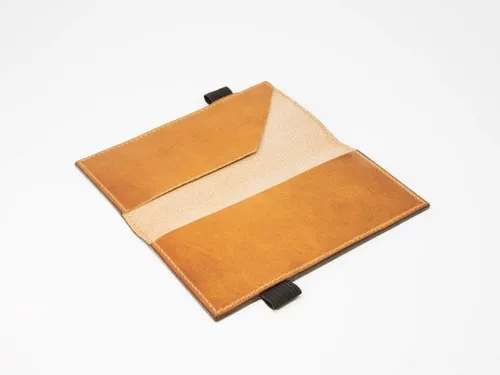Miniatura 3 de Checkbook case, Checkbook Holder made of Natural Horween Dublin Leather with Light Brown stitching