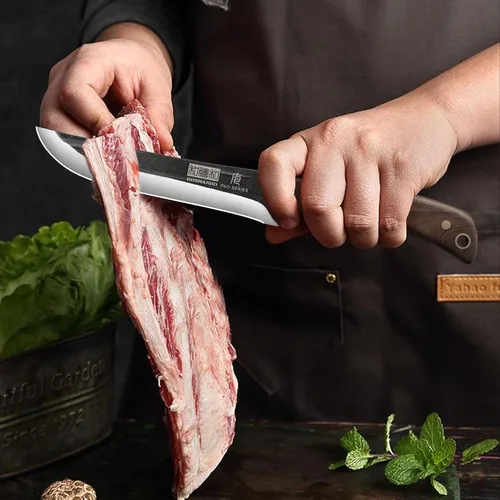 Miniatura 8 de HOSHANHO Juego de cuchillos de carnicero, juego de cuchillos de chef de carnicero forjados a mano con bolsa de rollo, cuchillo afilado para carne