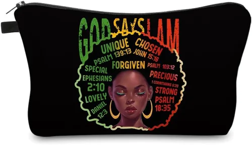 Miniatura 14 de Bolsa de maquillaje afroamericana para monedero, bolsas de cosméticos negras afro para mujer, regalo inspirador, pequeña bolsa de cosméticos