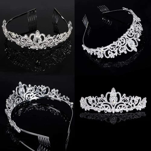 Miniatura 7 de Chanaco Tiara plateada para mujer, princesa, diadema de novia para boda, corona de reina de cristal para cumpleaños, graduación, Halloween plateado