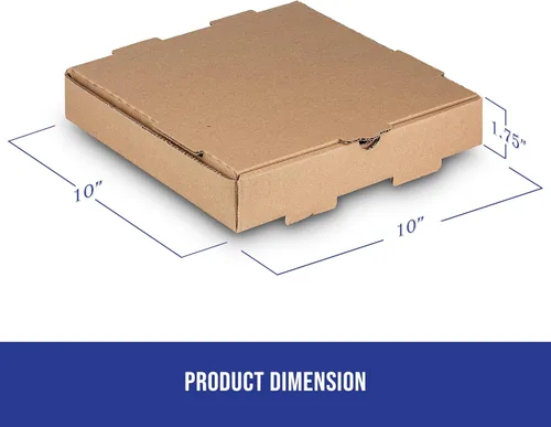 Miniatura 2 de MT Products Kraft - Caja de pizza de 10 x 10 x 1.75 pulgadas, cajas pequeñas de cartón corrugado B para pizza (paquete de 10) – Fabricado
