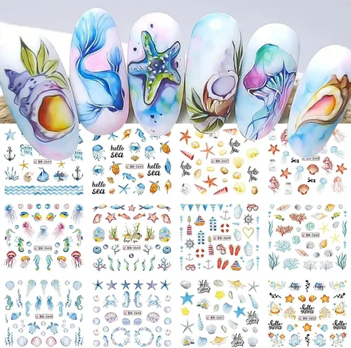 Miniatura 26 de TBRZTR 12 hojas de calcomanías de uñas para el día de San Valentín, diseño de torre de amor, diseño de paraguas, calcomanías de transferencia