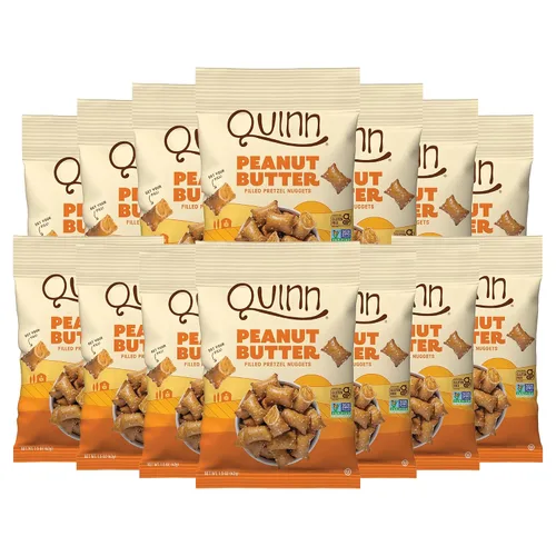 Quinn Nuggets cremosos de pretzel rellenos de mantequilla de maní, hechos con ingredientes reales, sorgo de grano entero, sal marina, vegano, sin